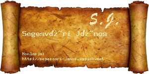 Segesvári János névjegykártya
